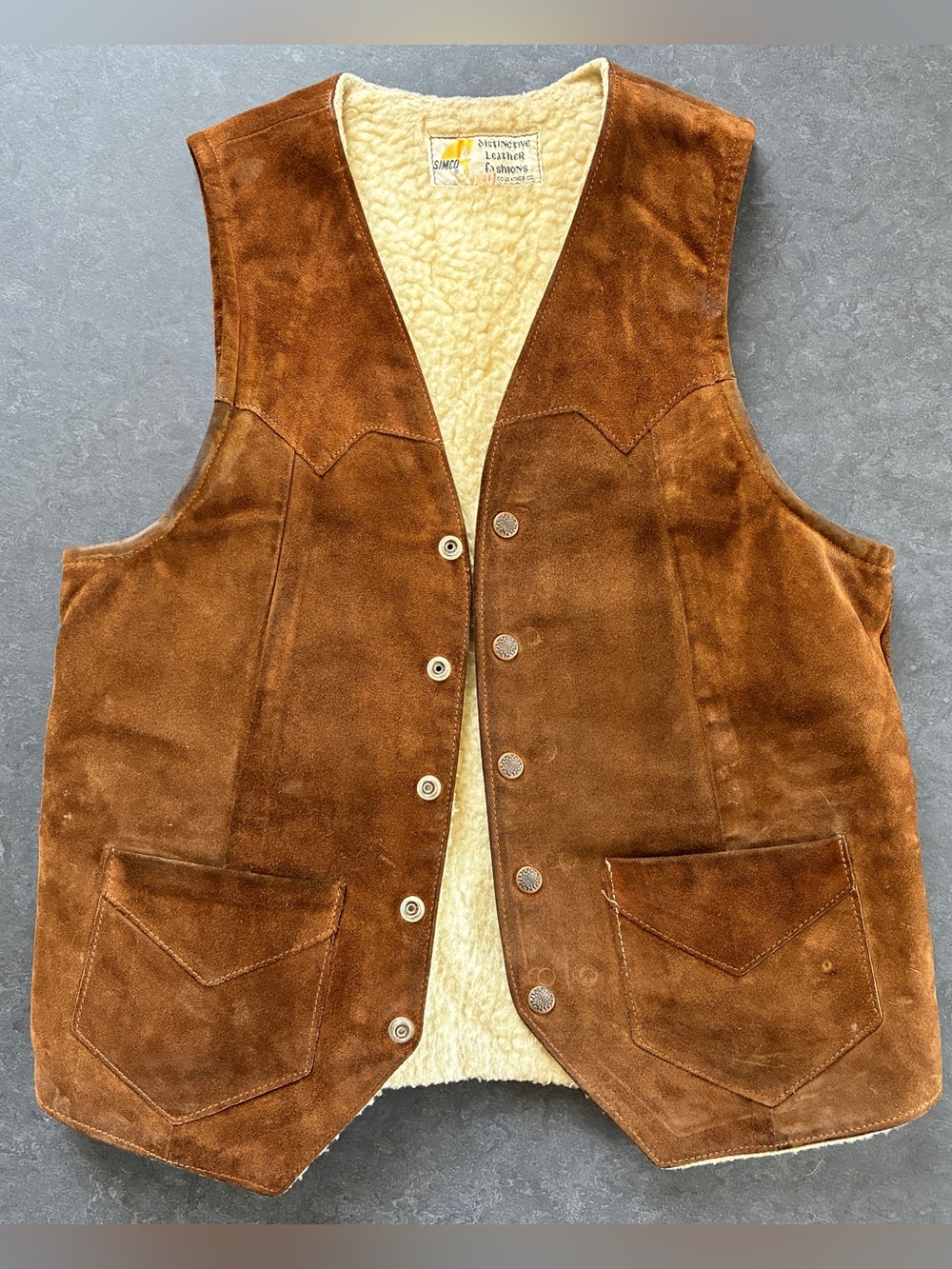 Simco Leather Sherpa-Lined Vest - Brown size 38